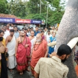 The Jagadgurus visiting the Malliyoor Mahaganapati temple, in Malliyoor, Kottayam District