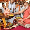 The Jagadgurus visiting the Malliyoor Mahaganapati temple, in Malliyoor, Kottayam District