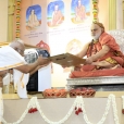 Guru Bhakta Ratnam Sri A Krishnamoorthy offering the Swagatham Patrika