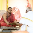 Guru Bhakta Ratnam Sri A Krishnamoorthy offering the Swagatham Patrika