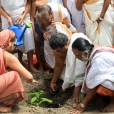 Sri Sannidhanam offering Pushpanjali at the Shasta Sannidhi and Nagar Sannidhi in the Mandapam complex and planting a sapling