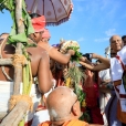 Sri Mahasannidhanam performing the Kumbhabhisheka atop the Vimana Shikhara of Sri Kailasanatha Swamy temple at Gangaikondan