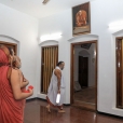 Jagadgurus viewing a painting of the 33rd Acharya of Sringeri who rediscovered Kalady and who is considered a reincarnation of Sri Adi Shankara