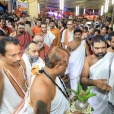 Jagadgurus being welcomed at the Sri Sharadamba Bhajana Mandiram in Kasaragod