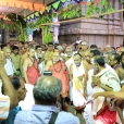 Devotees reverentially receiving the Jagadgurus at the entrance of the Poovananathar temple