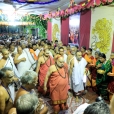 Devotees reverentially receiving the Jagadgurus at the entrance of the Poovananathar temple
