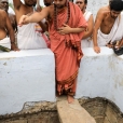 Sri Sannidhanam at the Sri Sannidhanam at the Sri Narasimha Bharati Tirtham pouring holy water with prayers for rain