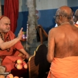 Kovilur Mathadhipati, Sri Meiyyappa Jnana Deshika Swamigal receiving blessings of Sri Mahasannidhanam