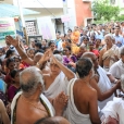 Sri Sannidhanam was led in a grand procession from the Satsangam to the Sringeri Shankara Math