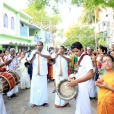 Sri Sannidhanam was led in a grand procession from the Satsangam to the Sringeri Shankara Math