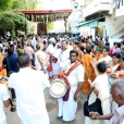 Sri Sannidhanam was led in a grand procession from the Satsangam to the Sringeri Shankara Math