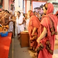 The Jagadgurus bless devotees of Mahadanapuram at the end of the Narasimha Jayanti Puja