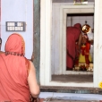 The Jagadgurus at the Balakrishna Swamy temple in the Agrahara