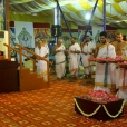 Guru Vandana was performed with huge amounts of flowers being offered to the Padukas of Sri Mahasannidhanam amidst chants of the Sringeri Guru Parampara Stotram and the Guru Paduka Stotram