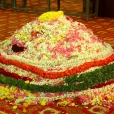 Guru Vandana was performed with huge amounts of flowers being offered to the Padukas of Sri Mahasannidhanam amidst chants of the Sringeri Guru Parampara Stotram and the Guru Paduka Stotram