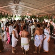 At about 10:30 am, Sri Mahasannidhanam and Sri Sannidhanam were reverentially received with Poornakumbha Swagata at the entrance of the Adhishtanam of Sri Sadashiva Brahmendra. The Jagadgurus first had Darshan of Kashi Vishwanathar and Vishalaksh