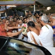 Jagadgurus being received with Poornakumbha at the entrance of the Agrahara