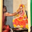 Sri Sannidhanam performing the Kumbhabhisheka at the shrine of Sri Adi Shankaracharya at the Sringeri Shankara Math in Palamadai