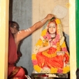 Sri Sannidhanam performing the Kumbhabhisheka at the shrine of Sri Adi Shankaracharya at the Sringeri Shankara Math in Palamadai