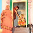 Sri Sannidhanam performing the Kumbhabhisheka at the shrine of Sri Adi Shankaracharya at the Sringeri Shankara Math in Palamadai
