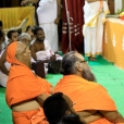 Swami Omkarananda and Swami Pranavananda listening to Sri Sannidhanam's Anugraha Bhashanam