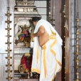The Jagadgurus having Darshan at the temple of Rajarajeshwari in the premises