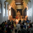 Sri Sannidhanam performing the Sharada Chandramoulishwara Puja in the centuries old royal hall, Sri Ramalinga Vilasam