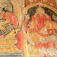 The walls of the Ramalinga Vilasam hall are adorned with frescoes depicting various events described in the Puranas and the lilas of the Lord