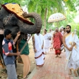 Sri Sannidhanam arriving for the Kumbhabhisheka of the Varasiddhi Vinayakar temple in Ramayyanpatti