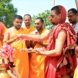 Sri Sannidhanam performing the Kalashabhisheka ceremonies of the Varasiddhi Vinayakar temple in Ramayyanpatti