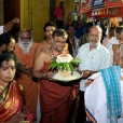 Sri Sannidhanam being led in a grand procession through the Agrahara of Rameswaram that surrounds the Ramanathaswamy temple
