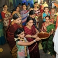 Sri Sannidhanam being led in a grand procession through the Agrahara of Rameswaram that surrounds the Ramanathaswamy temple
