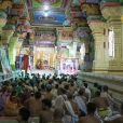 Sri Sannidhanam performing  the Sharada Chandramoulishwara Puja at the end of the long and beautiful Southern corridor of the third Praakaara of the Sri Ramanathaswamy  Temple