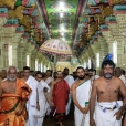 Sri Sannidhanam returning after performing the Sharada Chandramoulishwara Puja