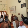 The Jagadgurus giving Darshan at the Sringeri Shankara Math. Families of Archakas (who in accordance to centuries old tradition first receive Diksha from the Sringeri Jagadguru before being able to worship Sri Ramanathaswamy)