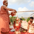 Sri Sannidhanam performed the Shikhara Kumbhabhisheka atop the Vimana Gopura of the temple