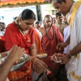Sri Sannidhanam in Manamadurai, having Darshan at the Sringeri Shankara Math