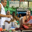 Sri Sannidhanam in Manamadurai, having Darshan at the Sringeri Shankara Math