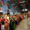 The Jagadgurus were received with Poornakumbha Swagata at the entrance of Sri Shankara Gurukalam - Acharya Vidya Peetham in the Sringeri Shankara Math complex