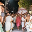 Sri Sannidhanam gracing the Karamana Agrahara and having Darshan at the Gomati Amba Sameta Satyavageeshwara Swamy temple