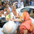 Jagadgurus being with Poornakumbha by devotees led by authorities of the famous temple of Lord Subrahmanya at Tiruchendur