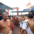 Jagadgurus after performing special worship at the Sri Subrahmanya Swamy Temple