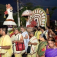 Sri Sannidhanam being led in a procession to the Sringeri Shankara Math in Thyagaraja Nagar