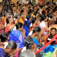 Devotees listening to Mahasannidhanam's Anugraha Bhashanam