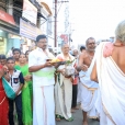 Sri Sannidhanam being led in a procession to the entrance of the massive Nellaiappar temple