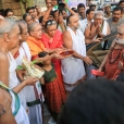 Sri Mahasannidhanam and Sri Sannidhanam were first received with Poornakumbha Swagata at the entrance of the Goddess Sharadamba temple of the Sringeri Shankara Math in Tiruppur